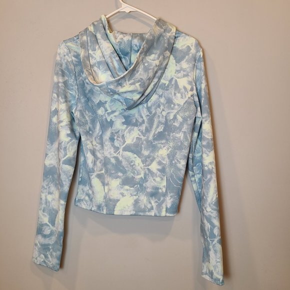 Victorias Secret Hoodie Pullover Medium Blue Green Tie Dye Running Shirt - Picture 3 of 6
